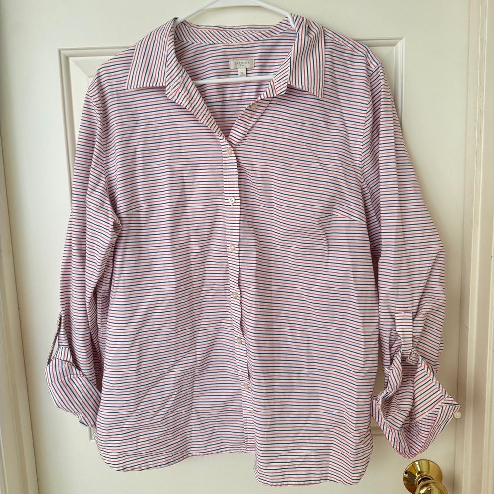 Talbots Striped Button Down Top